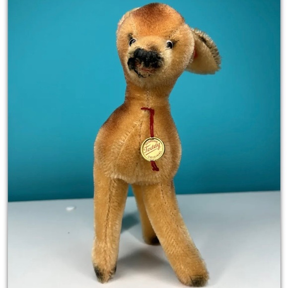 Vintage Hermann Mohair Deer Doe 9" Golden Brown Excellent Rare Collectible - Picture 6 of 8